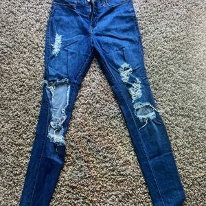 Distressed Blue Jeans